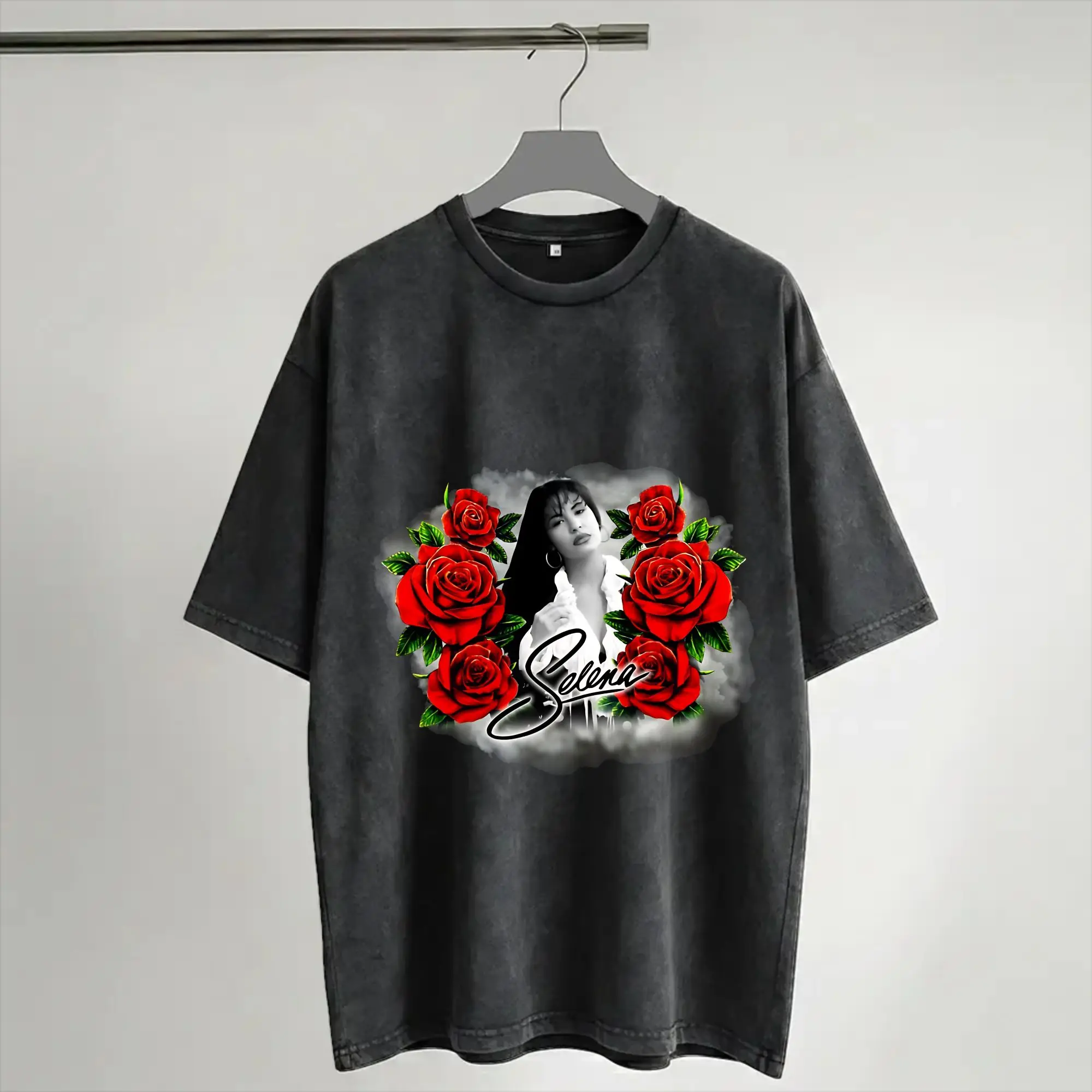 Flower Of Me I Like It Selena Quintanilla Washed T Shirts Streetwear Hip Hop Novelty T-Shirts  Tees Tops Men Women Streetwear