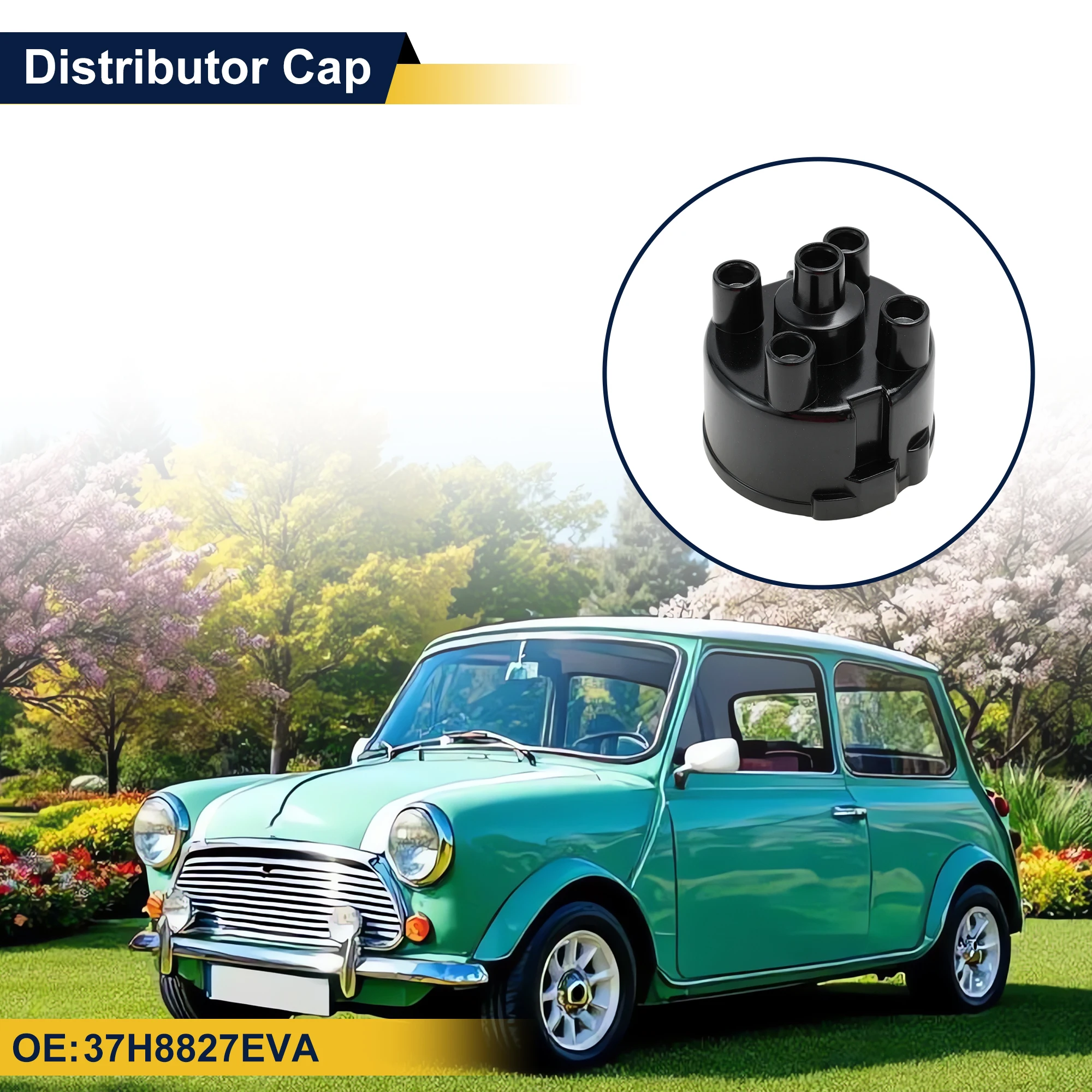 UXCELL Car Ignition Distributor Cap for Morris Mini 1967-1981 No.37H8827EVA Black
