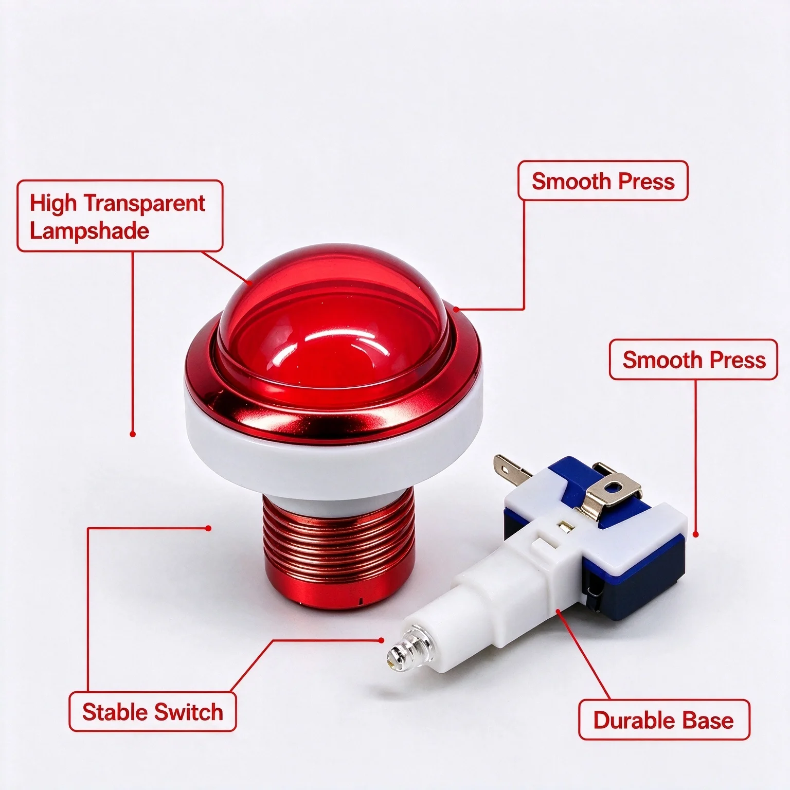 45mm Convex Arcade LED Push Button 12V Illuminated for Coin-Operated Machines Pinball Machines Mini Claw Machine Gaming Electron