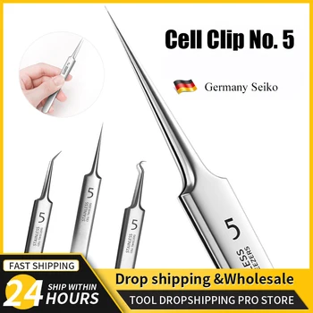 German Ultra-fine No. 5 Cell Pimples Blackhead Clip Tweezers Beauty Salon Special Scraping & Closing Artifact Acne Needle Tool