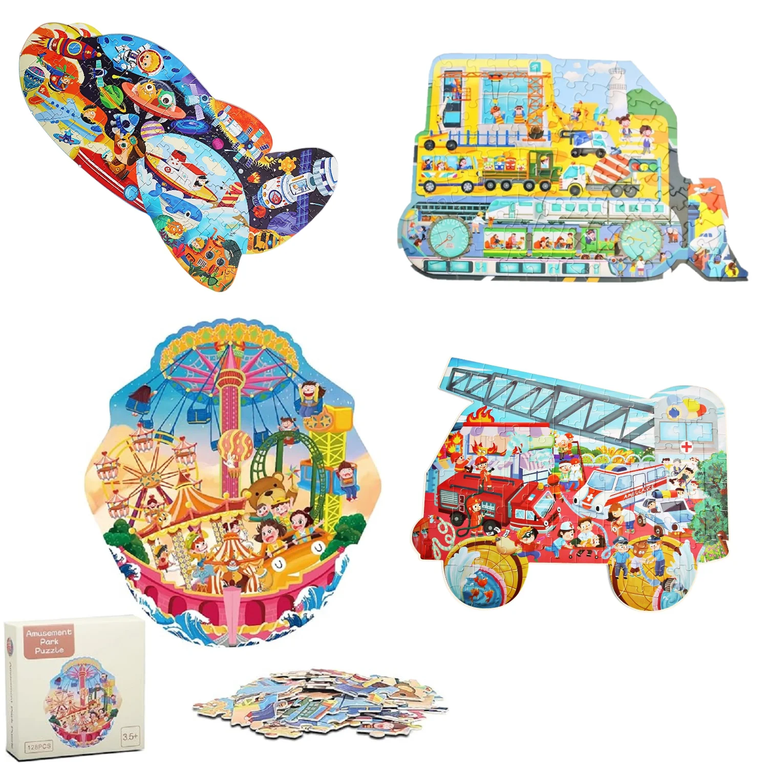 

Пазлы для детей 4-10 лет, 100 деталей, в форме строительной техники (бульдозер), на Рождество и День рождения