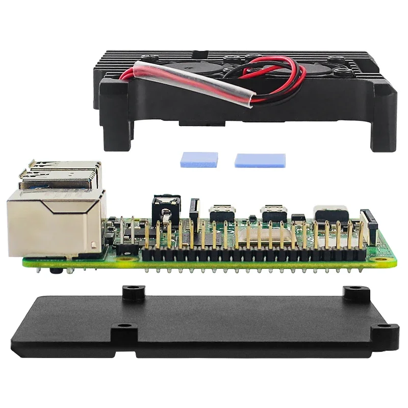 Obudowa ze stopu aluminium Raspberry Pi 4, podwójne wentylatory CNC, aktywna obudowa chłodząca, opcjonalne radiatory, metalowa obudowa ochronna do