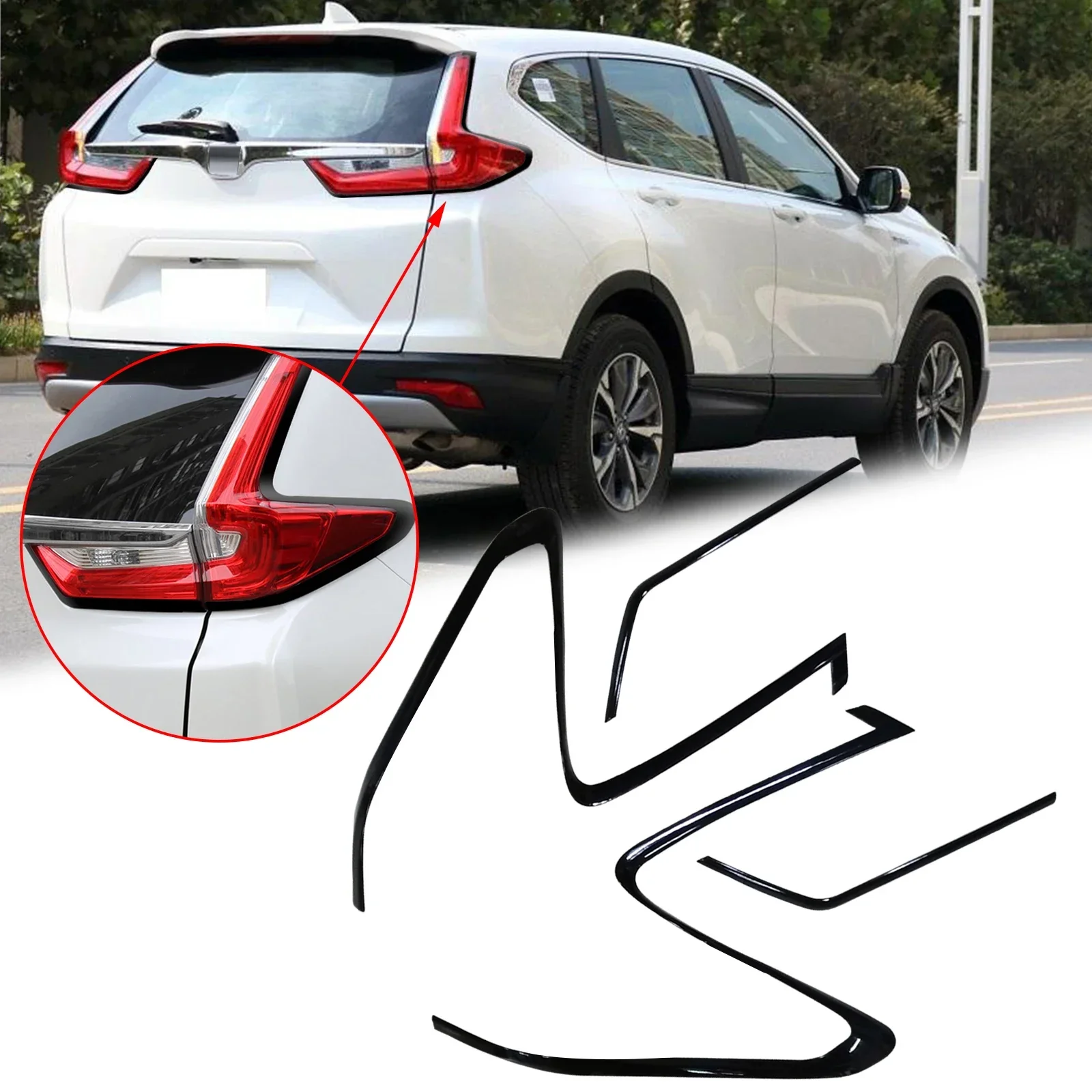 4x Black Rear Taillight Tail Light Lamp Bezel Frame Overlay Cover Molding Trims For Honda CRV CR-V 2017 2018 2019 2020 2021 2022