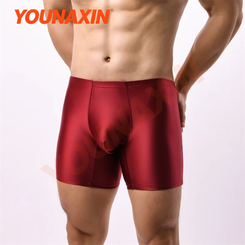 6 Pieces Men's Boxer Briefs Ice Silk Sexy Breathable Long Leg Indoor Yoga Fitness Running Sports Underwear M L XL 2XL YOUNAXIN