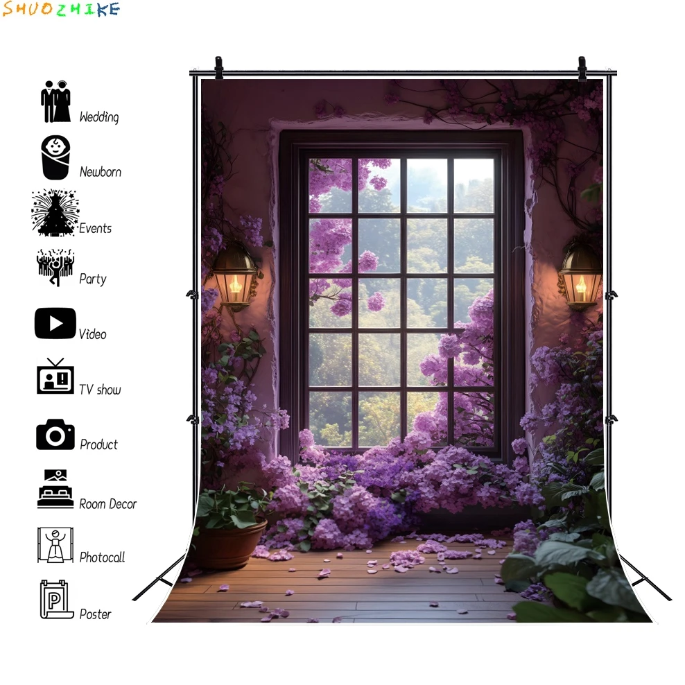 Dekorasi Interior dinding Vintage, properti fotografi bunga latar belakang pernikahan foto kehamilan Latar Belakang tempat foto