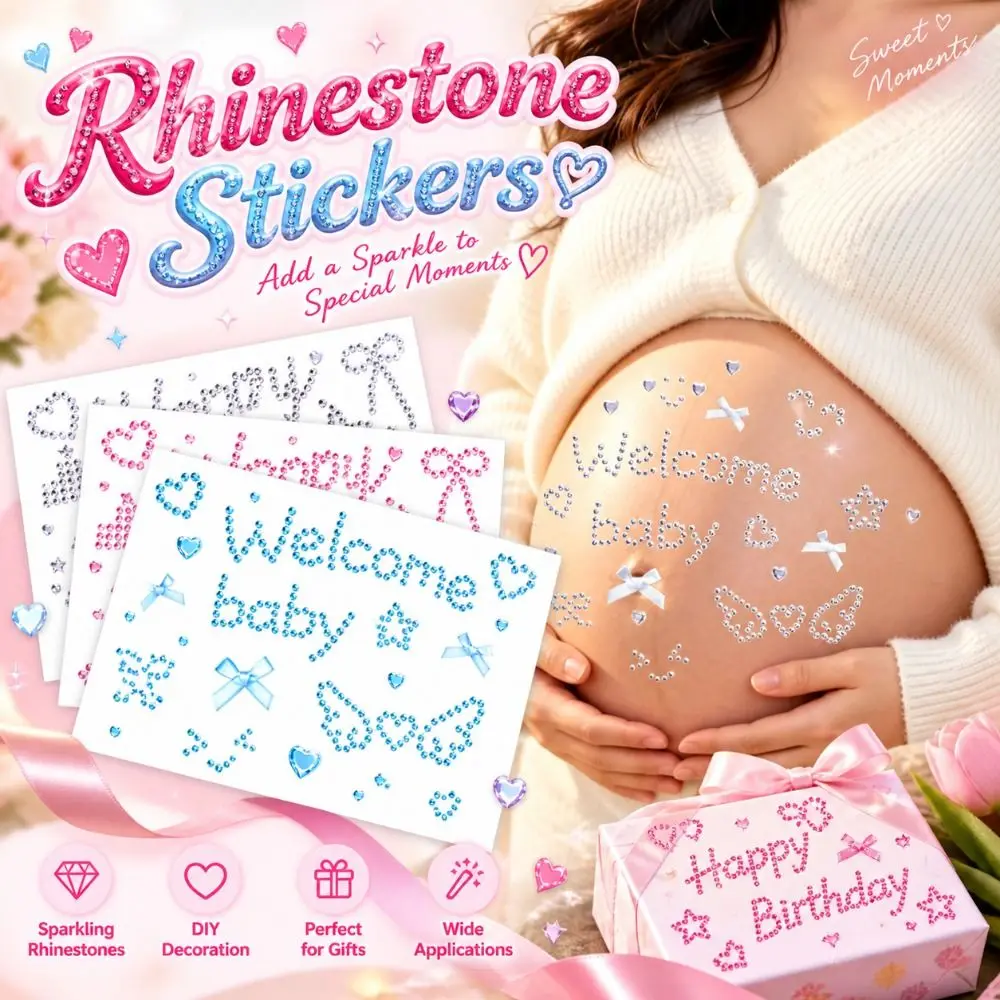 Self Adhesive Rhinestone Stickers Letter Heart And Star Pattern Crystal Letter Stickers Multiple Color Options Sparkle Finish