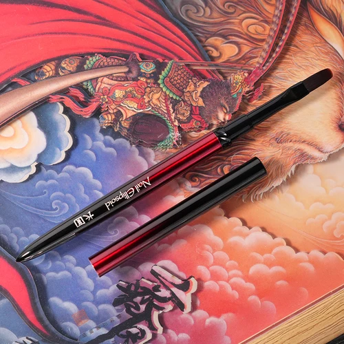 Imagen 2 del producto Nuevo Juego de pinceles para decoración de uñas, mango de Metal negro y rojo, esmalte de Gel UV acrílico, herramientas de dibujo de uñas acrílicas de cristal, alta calidad, 1/13 Uds.