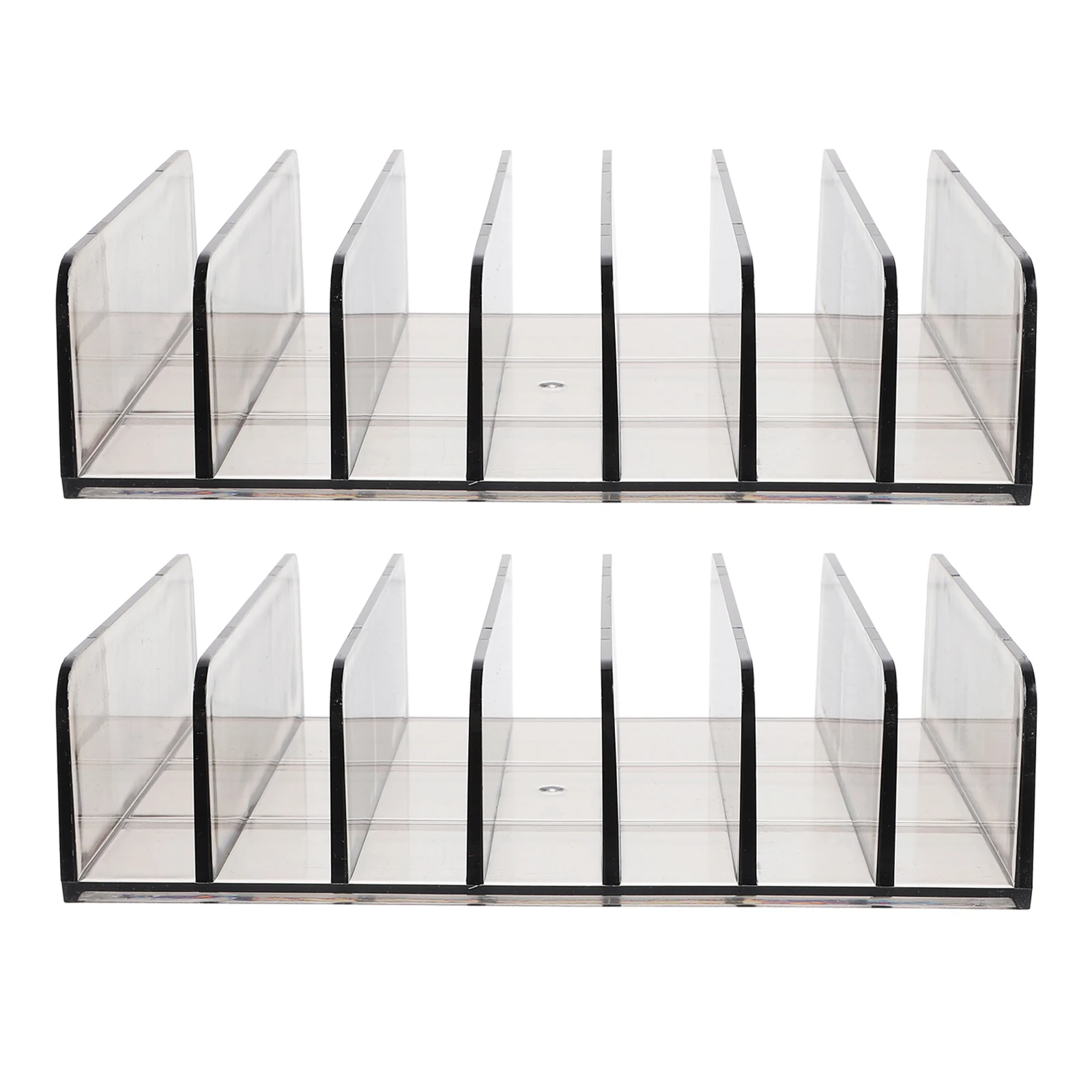 2Pcs Cash Tray Acrylic Organizer Gray Transparent Independent Compartments Easy Access Cash Drawer Money Storage Box Portable