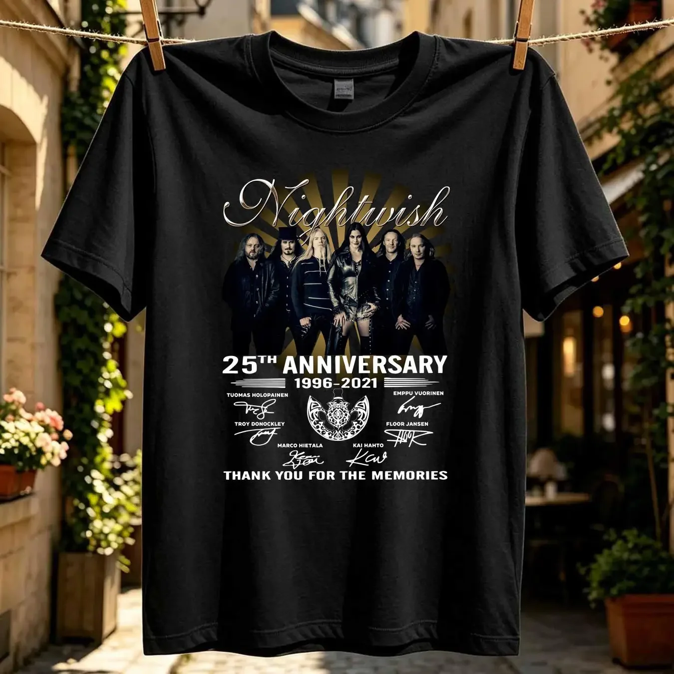 washed T Shirt Nightwish 25th Anniversary Black Heavy Cotton S 4XL YK602 long sleeves vintage Washed Versatile streetwear