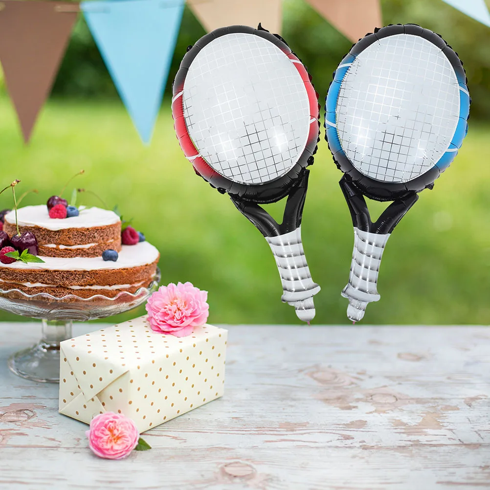 1Set Tennis Balloons Foil Racket Ball Hanging Party Decorations Tennis Birthday Supplies Aluminum Balloons