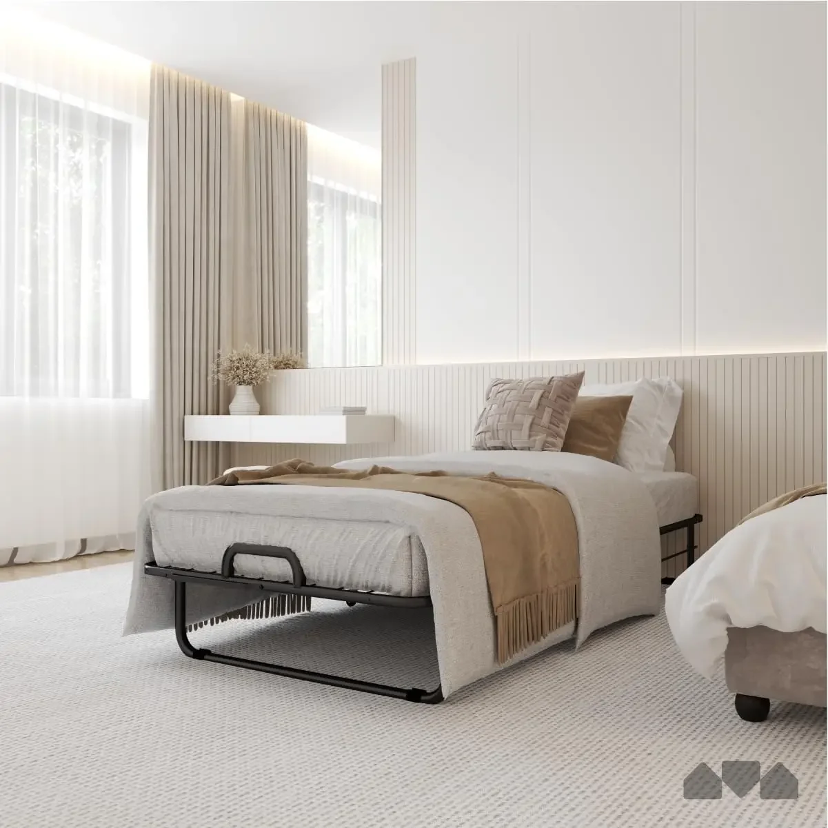 Folding Bed – Twin Size - with Luxurious Memory Foam Mattress and a Super Strong Sturdy Frame