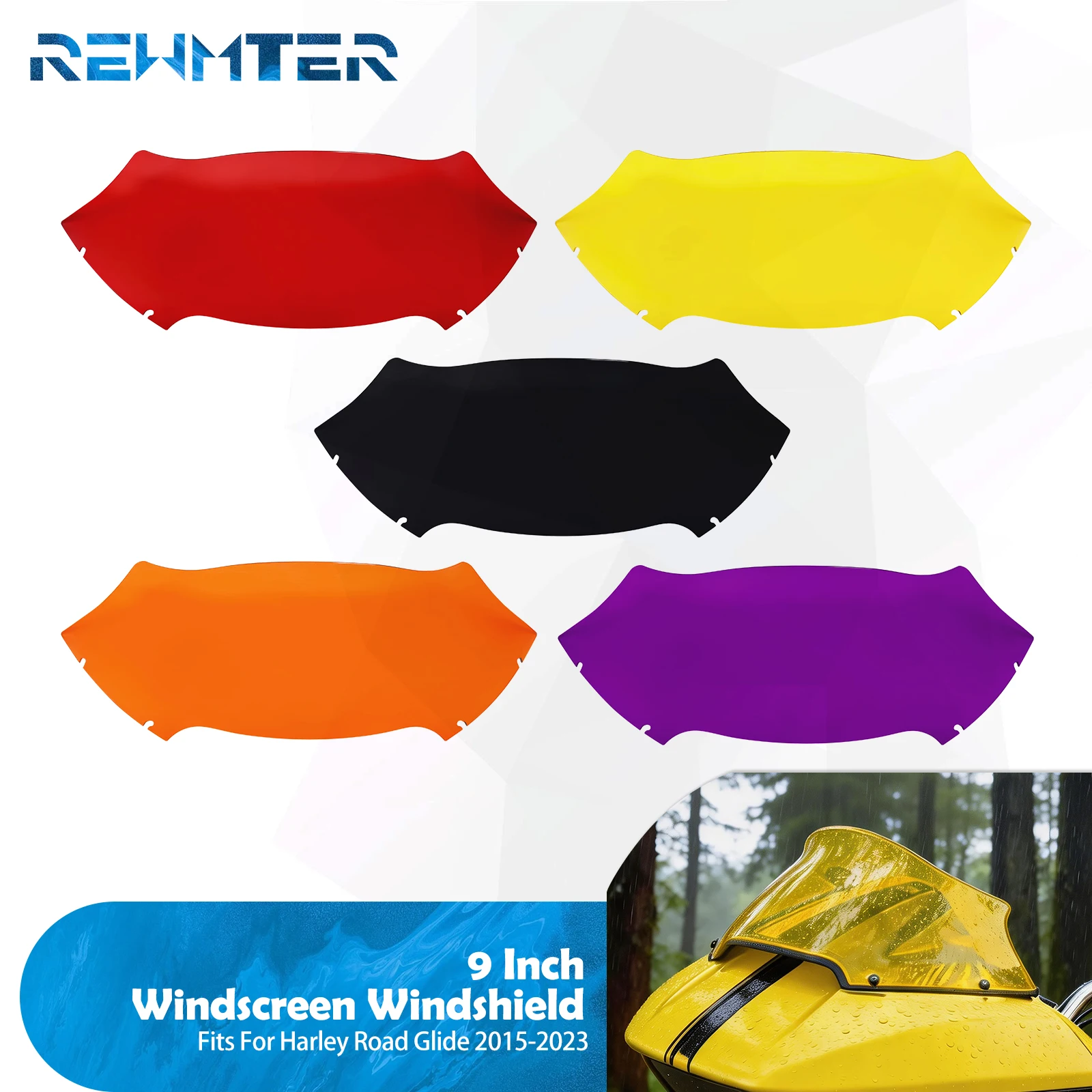 

Motorcycle 9 inch Windscreen Deflector Cover Windshield Front Wind Screen Shield Spoiler For Harley Touring Road Glide 2015-2023