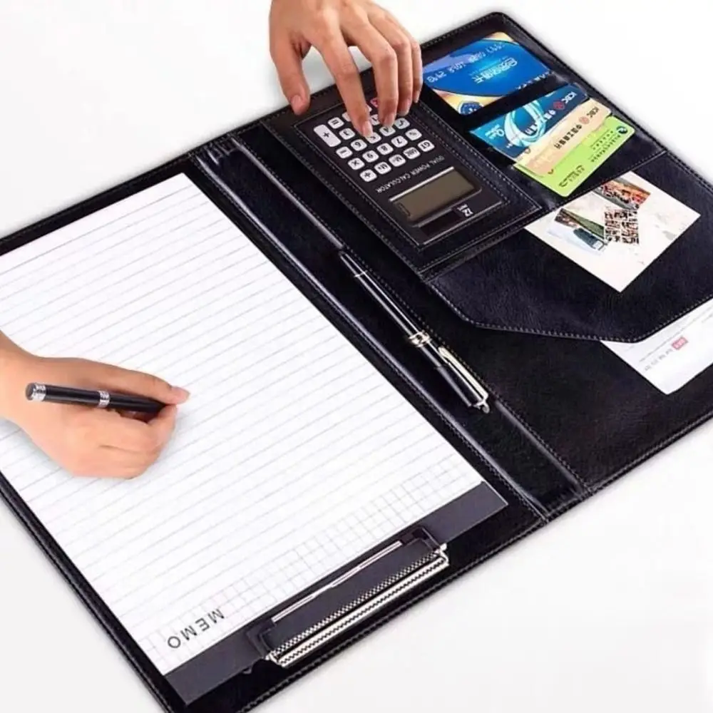 Multifunctional A4 Conference Folder Large Capacity Leather Business Stationery Folder Office Portable Document Organizer