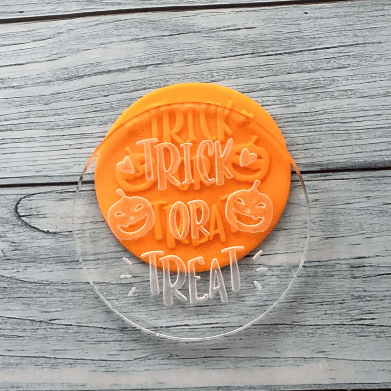 Cookie Decoration Halloween Trick or Treat Acrylic Cookie Emboss Fondant Stamp Cake Mould Baking Tool