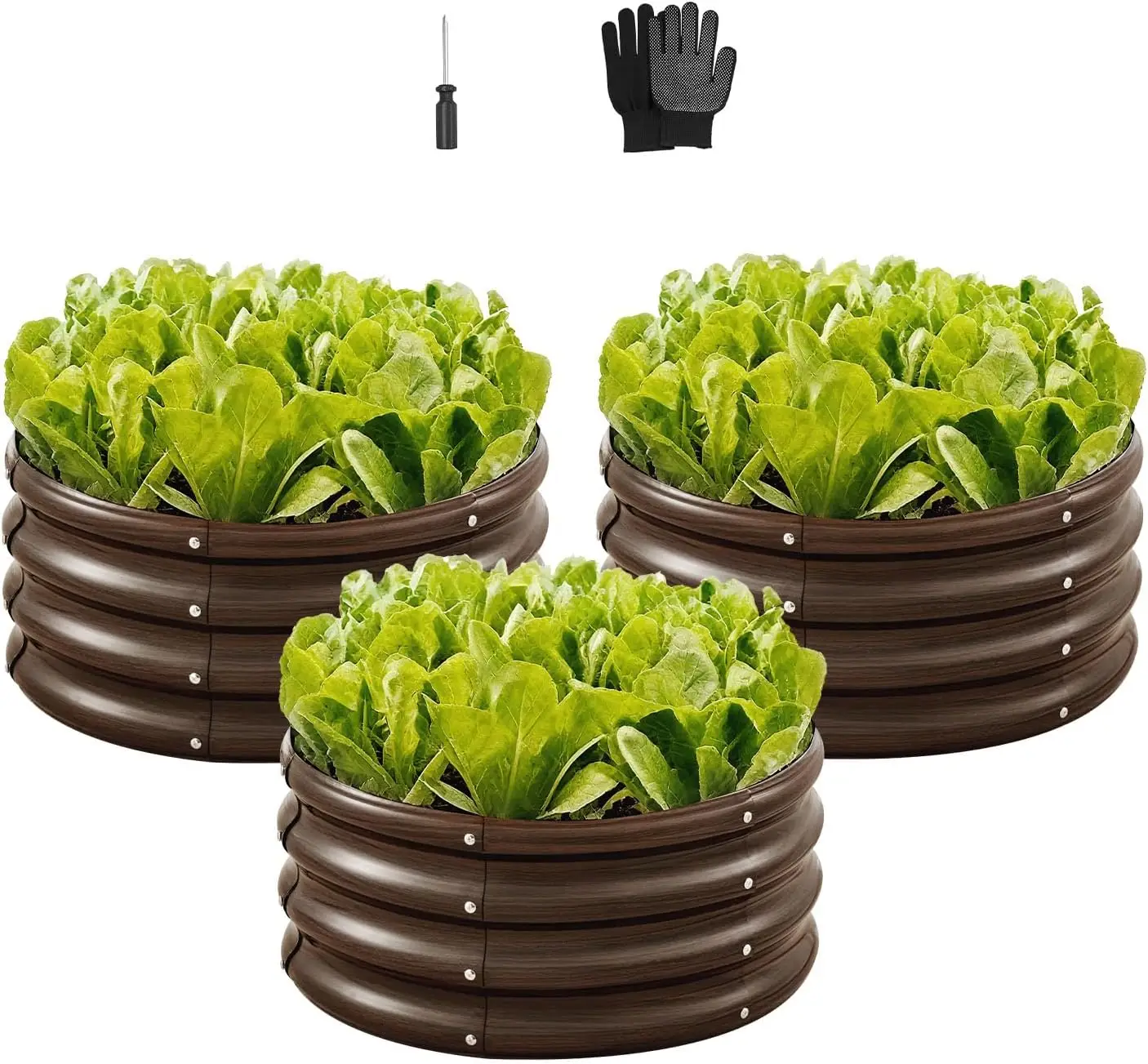 

2x2x1ft Galvanized Metal Raised Garden Bed Planter Box 3 Pack for Plants, Vegetables, Flowers, Fruits