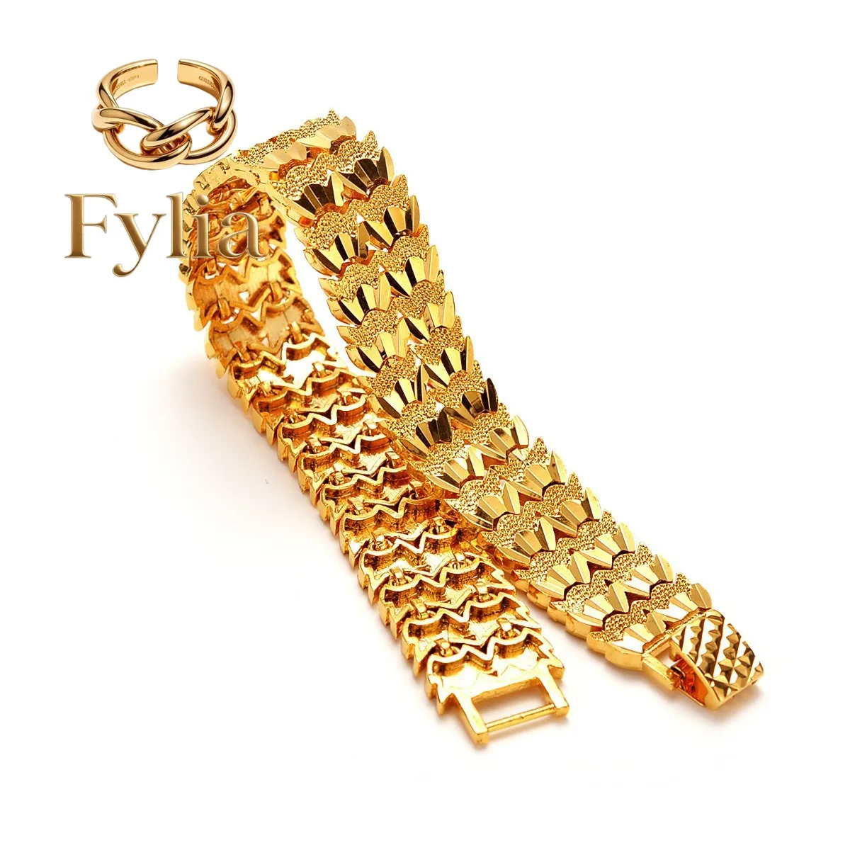 Fylia Jewelry   24K Gold Men's Tank Watch Band AU999 - Premium, durable tank structure, fits multi-brand watches