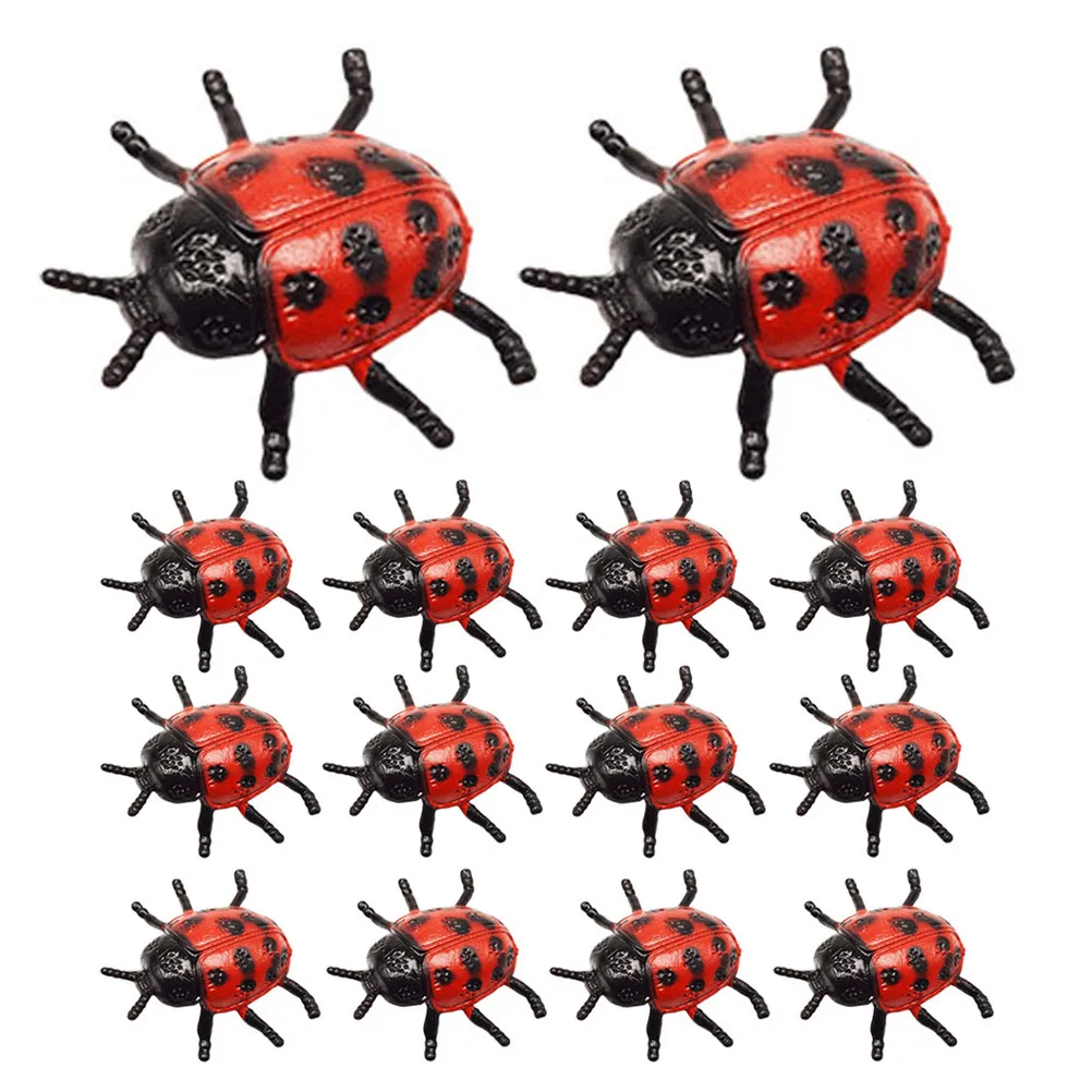 24Pcs Vivid Simulation Ladybug Prank Supplies for Spooky Decor Pranks Kids Playtime Halloween Themed Party Favors Small Plastic