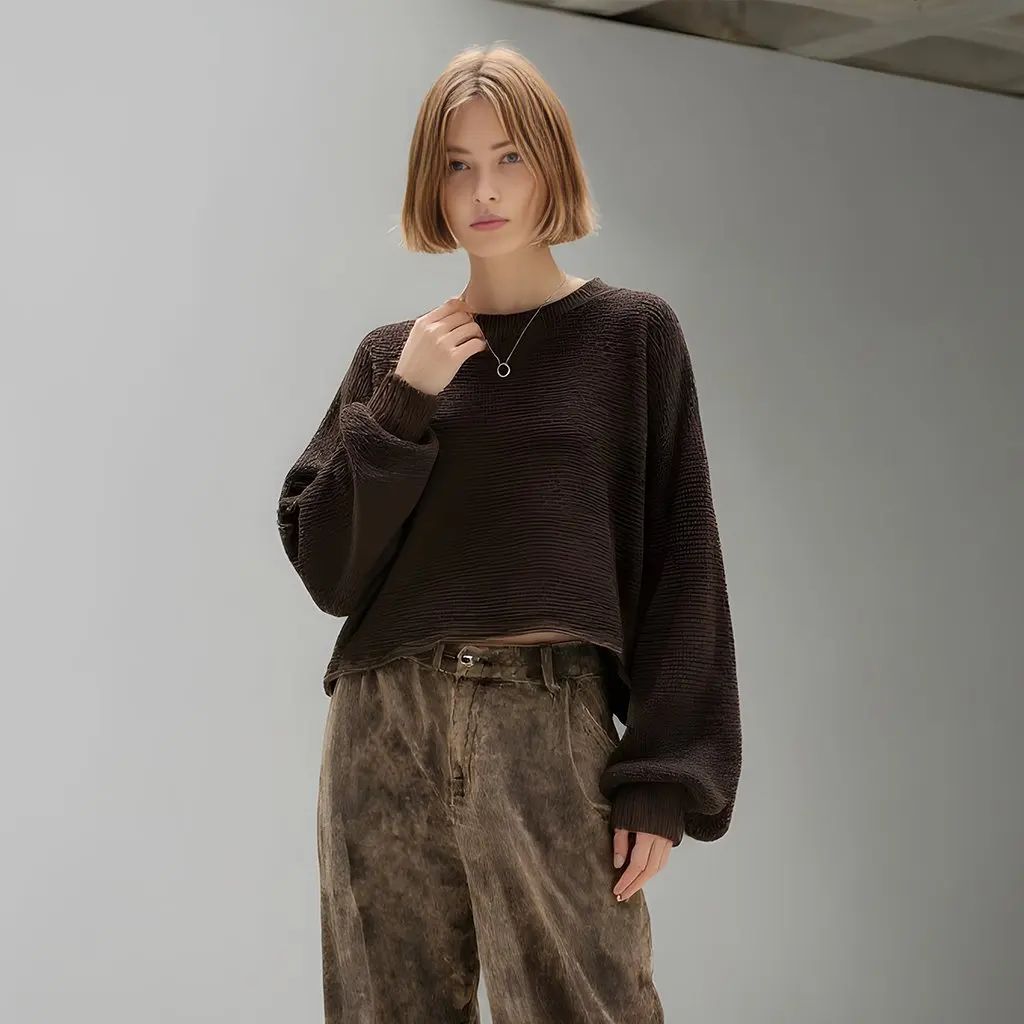 

Classic Style Long Sleeve Lantern Sleeve T-Shirt Casual Autumn Winter Clothes Women's Top Fashion Trend Streetwear