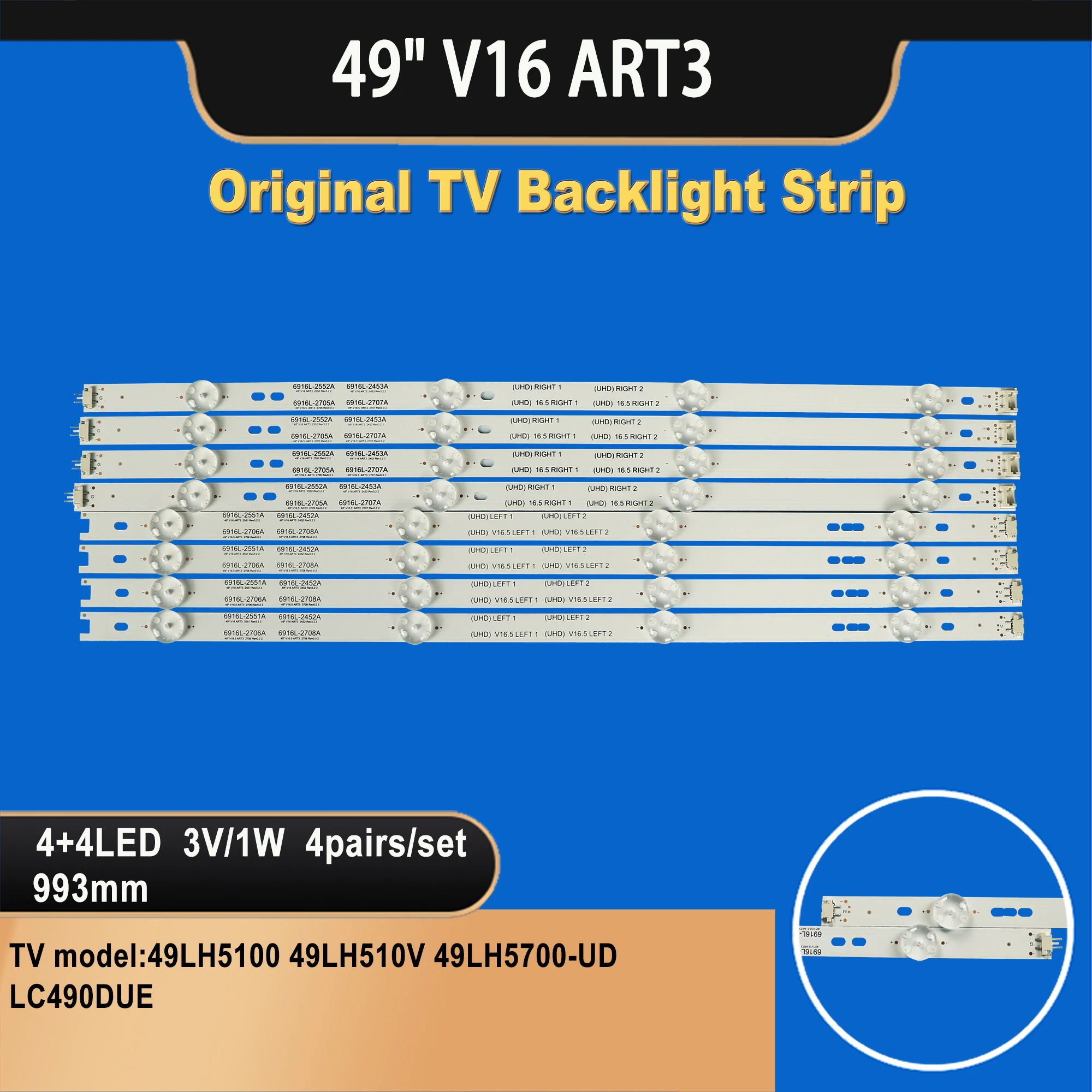 TV-056 lampu latar TV LED bar untuk 49LJ51/LG _ LG innotek 17Y 49_FHD 49LH5100 LG LG LC490DUE LG 49 inci