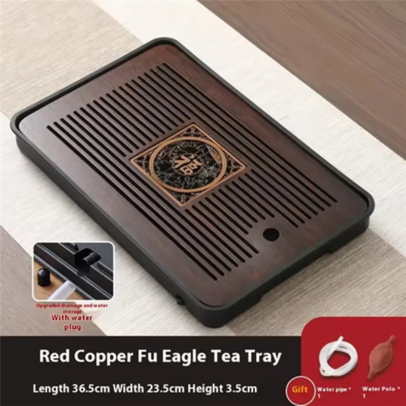 

A38Q-Bamboo Tea Tray Portable Dishes Rectangle Tea Ceremony Chaban Tea Chaban Tea Table Dual Purpose Drainage Water Storage