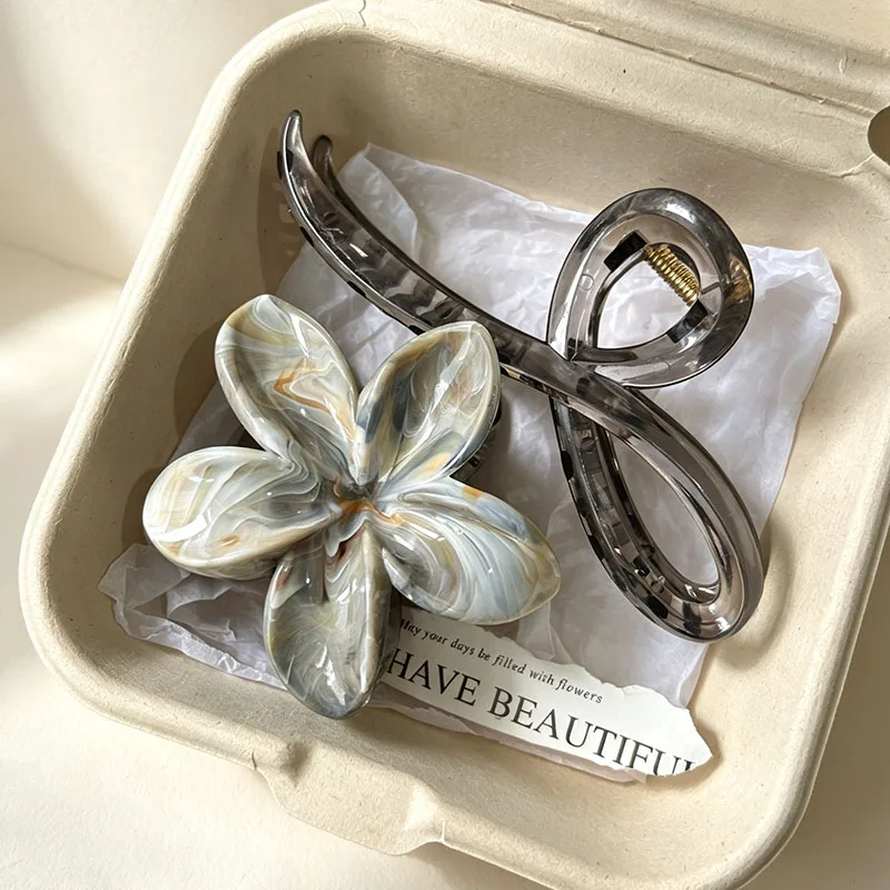 Retro Hawaii Irregular Beach Claw Clip For Women Trendy Flower Shark Hair Clip Crab Back Of Head Hairpins Party Hair Accessories - view 6