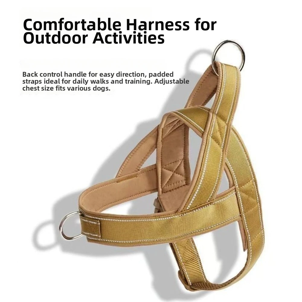 New Nylon Dog Harness Distributes Force Evenly Soft Large Dog Harness Handle Feature Adjustable Pet Training Vest Outdoor Use