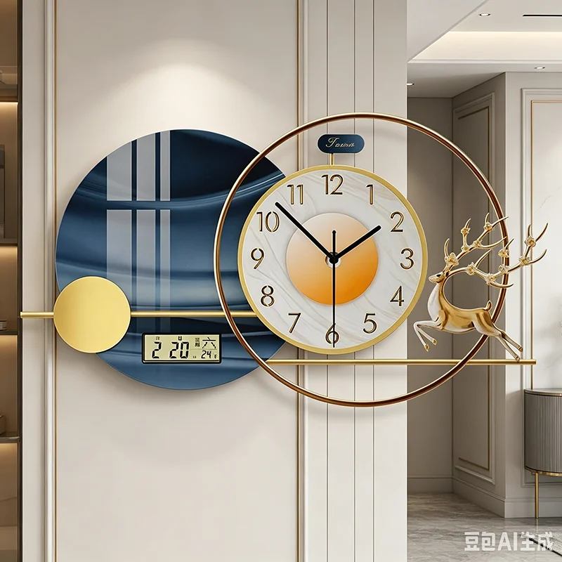 Modern Round Clock Wall Accent Nordic Luxury Design Save Space Universal Wall Watch Funky Horloge Murale Ornaments Home Decor