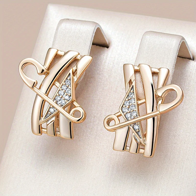 Exquisitos Aros de Oro con Circonitas para Mujer, Ideales para Fiestas y Uso Diario