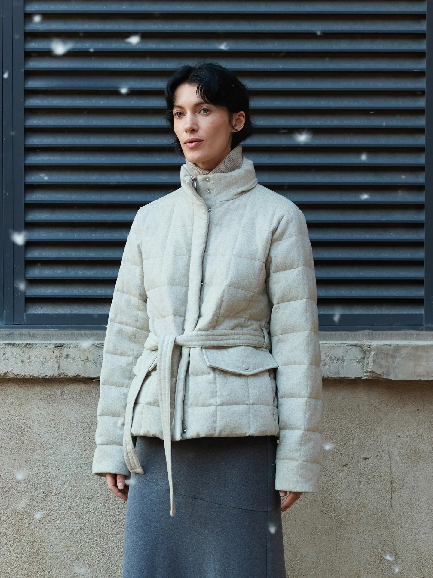 

WUUO Original l White Goose down ort Woolen Coat Women's Faionable Belted Durable Warmth High Quali down Jaet