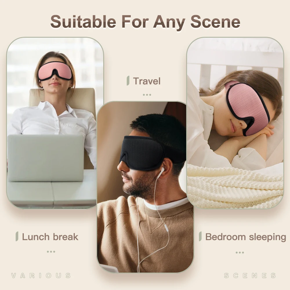 3D Sleep Eye Mask for Sleeping Mask Soft Memory Foam Eye Shades Blindfold Sleeping Aid Face Eyepatch Mask for Travel Couple Gift