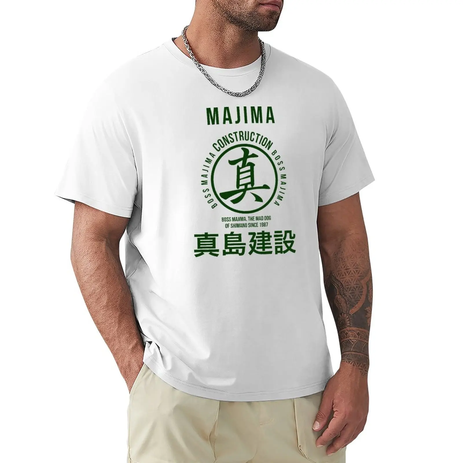 construction of majima T-Shirt o-neck brand tee-shirt blank t shirts plain t shirts men Men's fashion t-shirts cotton top tees