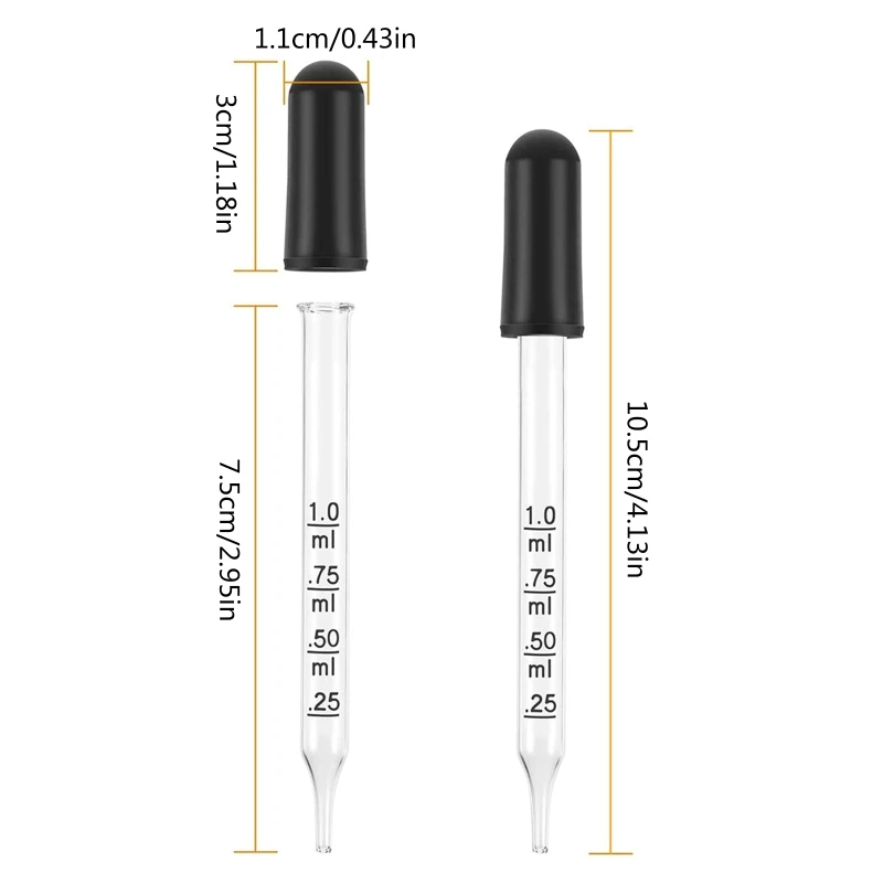 재사용 가능한 약 점적기 유리 액체 점적기1ml/0.04oz 용량 가정용