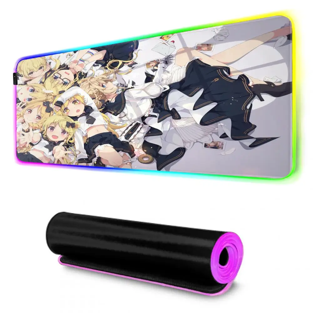 Oshino Shinobu Monogatari Series Mouse Pad Gamer Rgb Desk Mat Back Light Led Mousepad Setup Deskmat Big Mousepad Backlight