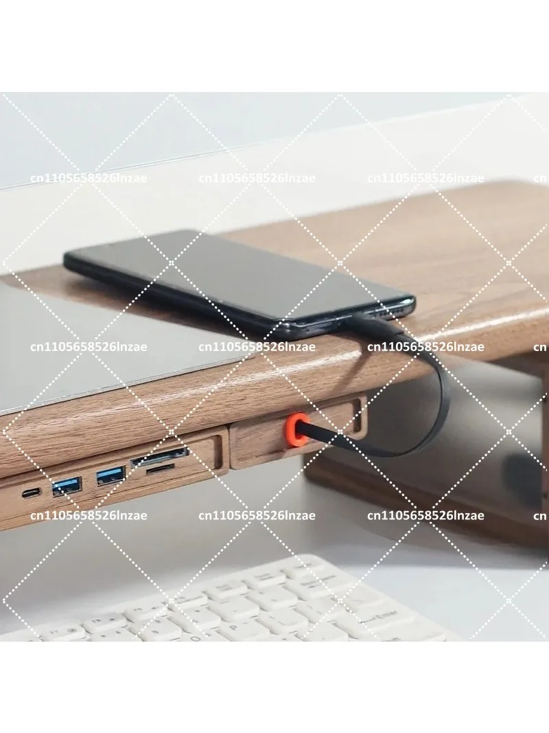 Walnut Cable Organizer Self-Adhesive Desk Wire Management Extendable Charging Cord Holder for Phone Laptop Minimalist Cord Clip