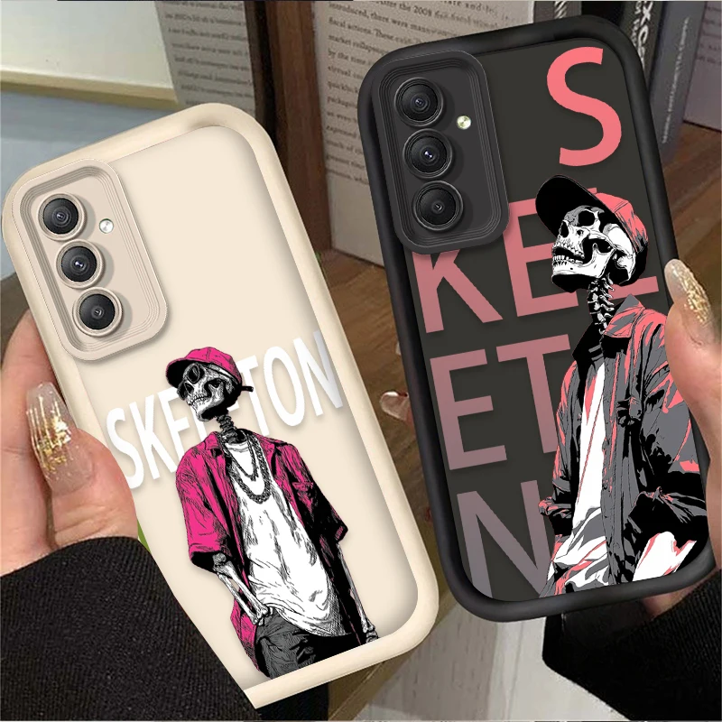 Street Fashion Skeleton Phone Case For Samsung Galaxy A54 A05 A05S A34 A24 A14 A53 A33 A23 A13 A52 A52S A71 A51 A31 A50 Cover