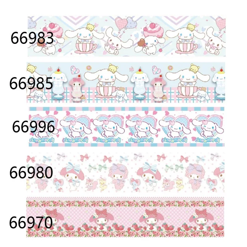 5Yards Cinnamoroll My Melody Cartoon Grosgrain Ribbon Printed for Making Bows DIY Sewing Accessories Materials