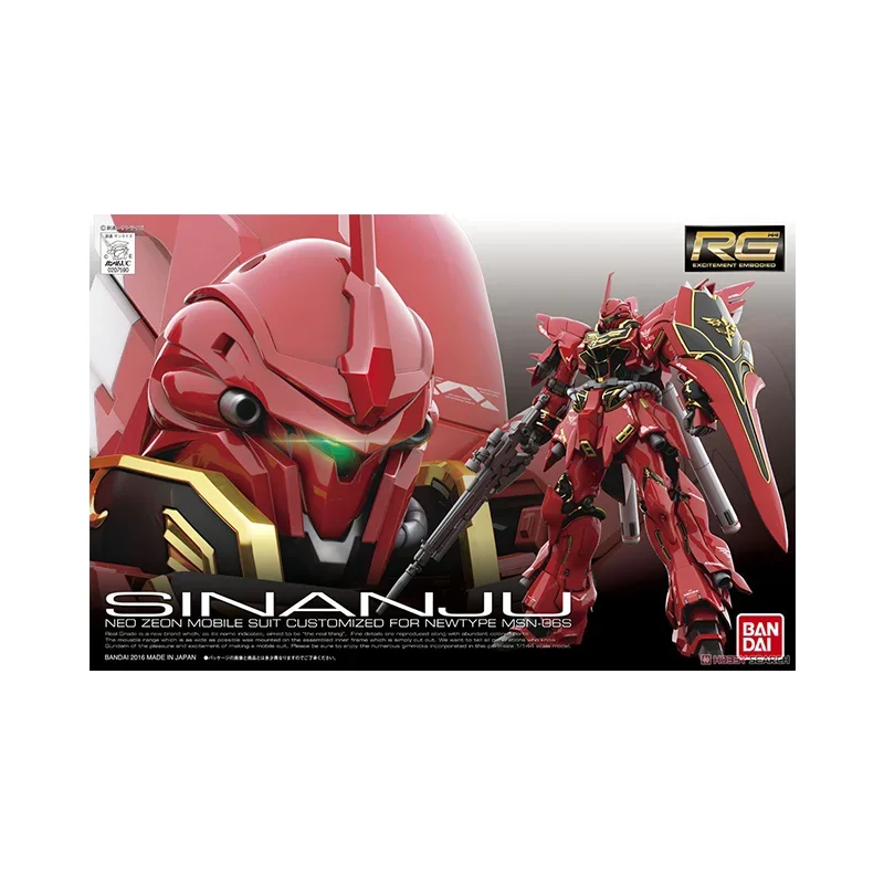 Bandai-figura de acción Original de GUNDAM, modelo RG 1/144, MSN-06S, SINANJU GUNDAM, modelo de montaje, juguetes, regalos para niños