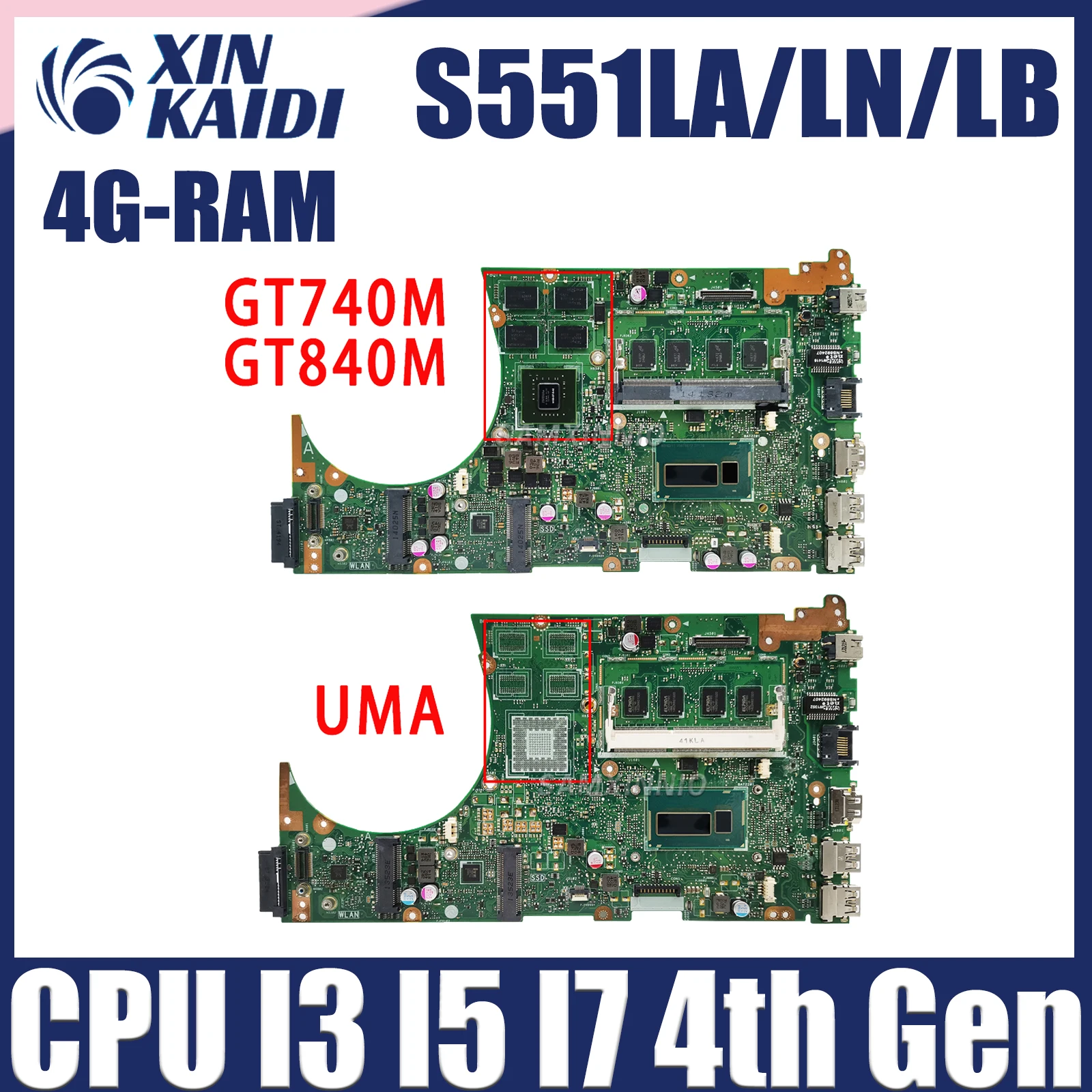 

Notebook S551L Mainboard For ASUS S551LN S551LB R553L S551LA Laptop Motherboard CPU I3 I5 I7 4th Gen 4G RAM GT740M/GT840M