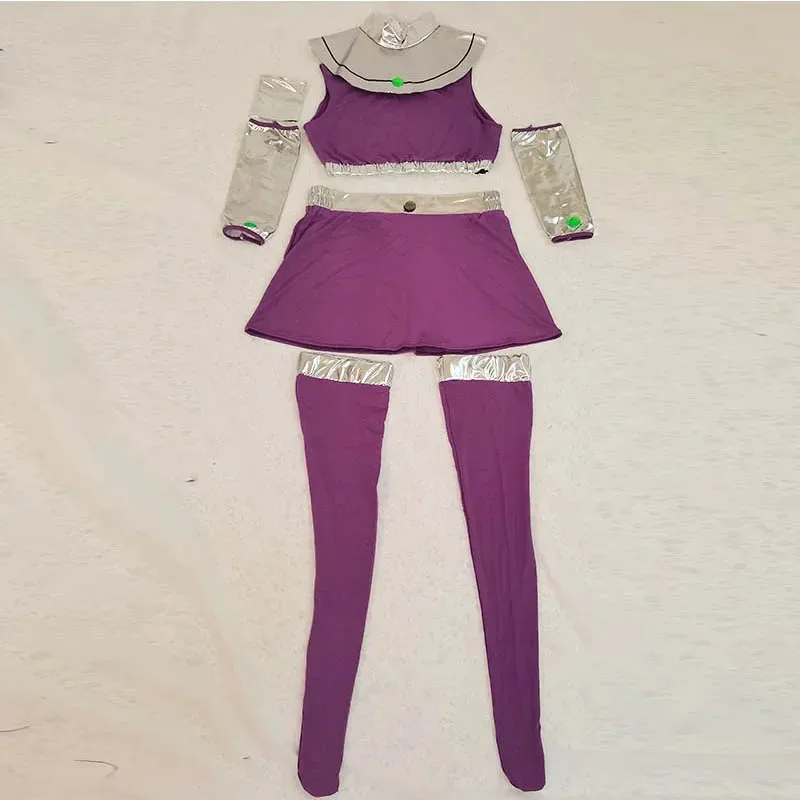 Anime Cosplay Princess Outfit Koriandr Sexy Purple Dress Set Outfits with Stockings for Halloween Starfire Cosplay Costume