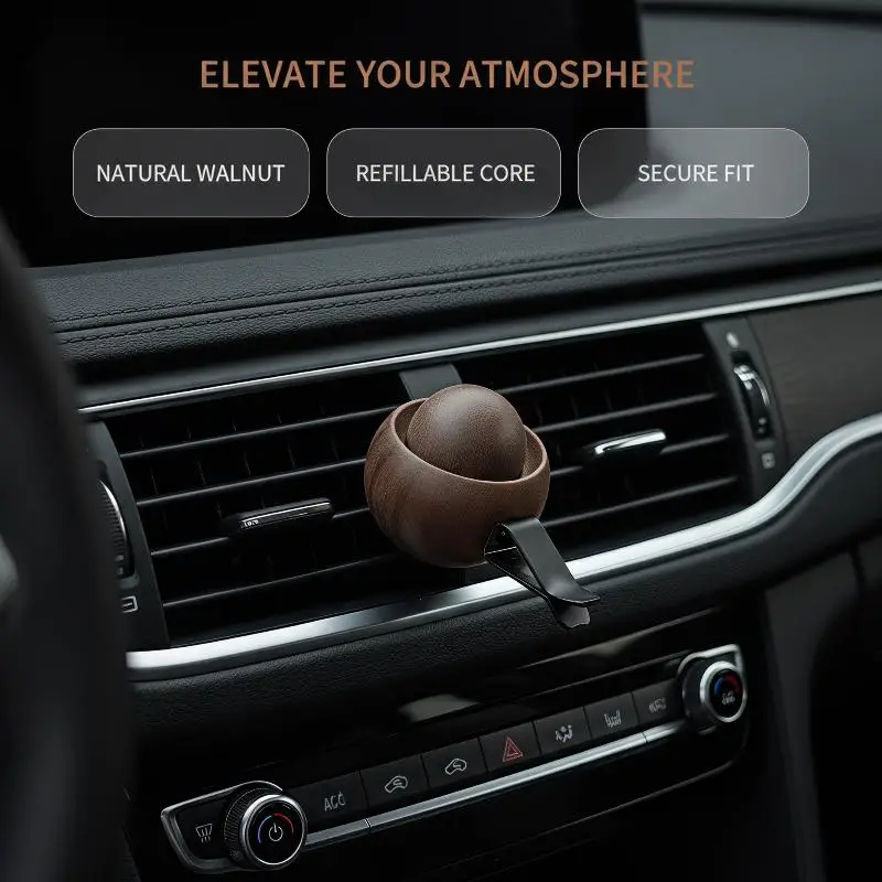 Mini Wooden Fragrance Oil Diffuser Natural Scent Aroma Diffuser For Car Bedroom Living Room Bathroom Air Freshening Accessory