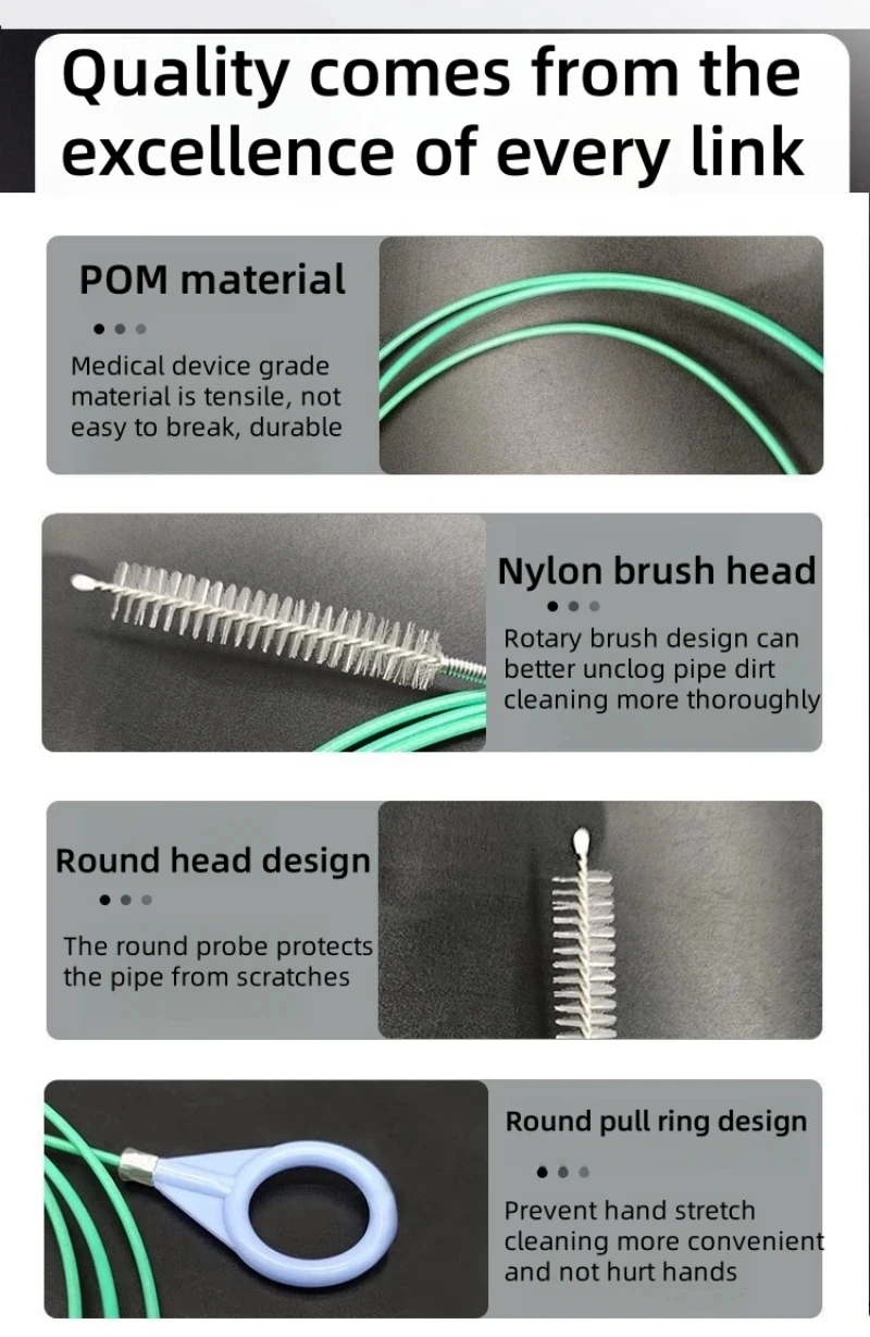 Cepillo de limpieza de draga de drenaje de coche، herramienta de limpieza de Details، cepillo de limpieza en espiral، 3/5m #2