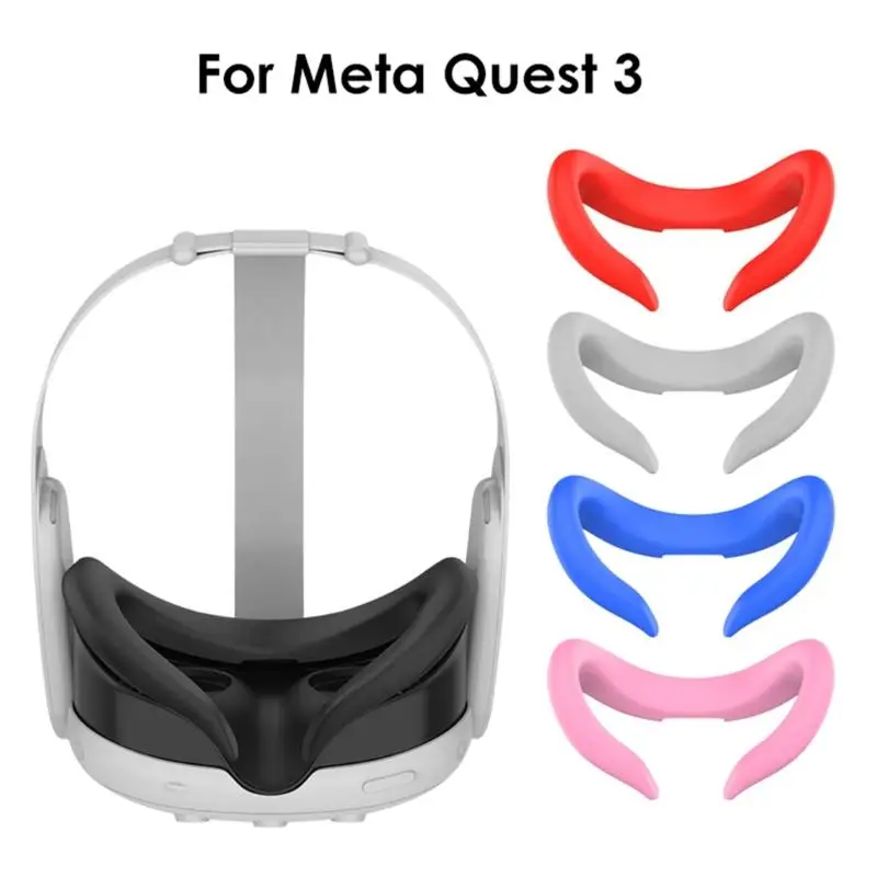 Comfortable VR Silicone Eye Mask Facial Interfaces for Quest3 Headset Comfortable and Durable Face Cover Light Blockers