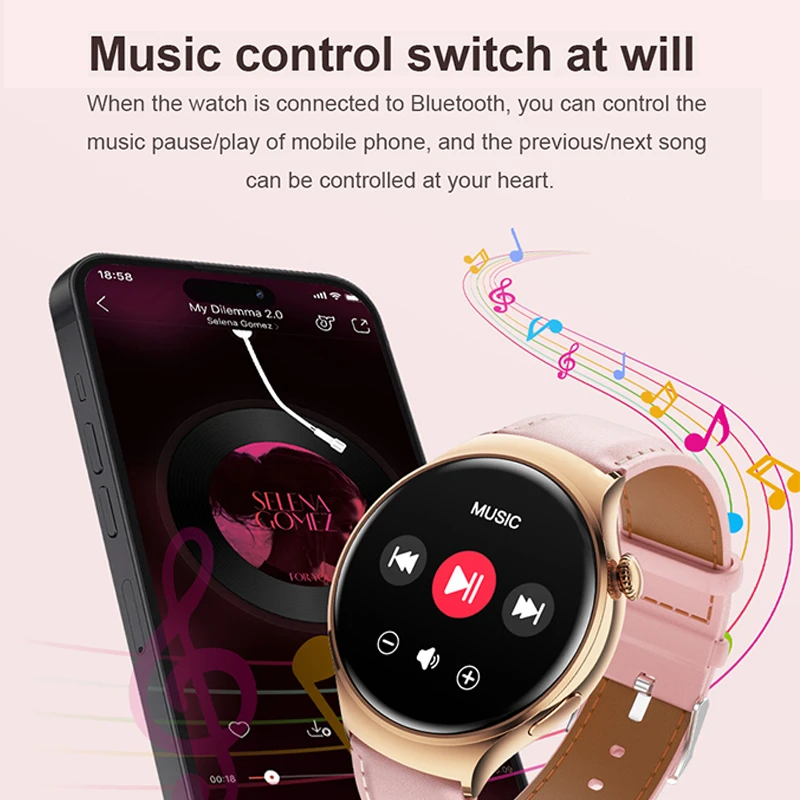 1.27 "ساعة ذكية للنساء نظام تحديد المواقع الرياضة مسار معدل ضربات القلب ضغط الدم NFC بلوتوث دعوة سيدة نساء ساعة ذكية لنظام أندرويد IOS