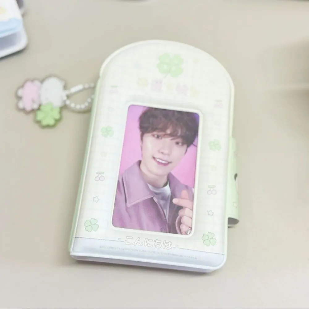 Strawberry Pudding Card Album PVC Cute Rabbit Idol Card Collect Book 3 Inch with 16 Internal Pages Collectible Card Album