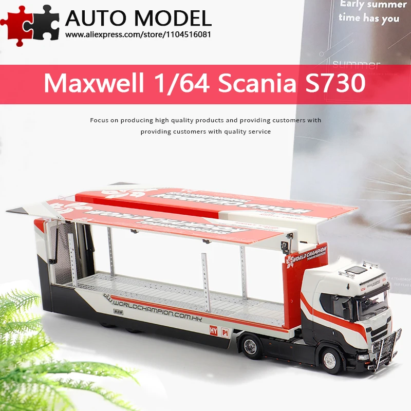 

Scania S730 Flying Wing Transporter Container Truck Double-Deck Container Simulation Alloy Car Model Engineering Vehicle Maxwell 1:64 Die-Cast Metal Scale Model Collectible Ornament Adult Toy Gift Decoration for Boys