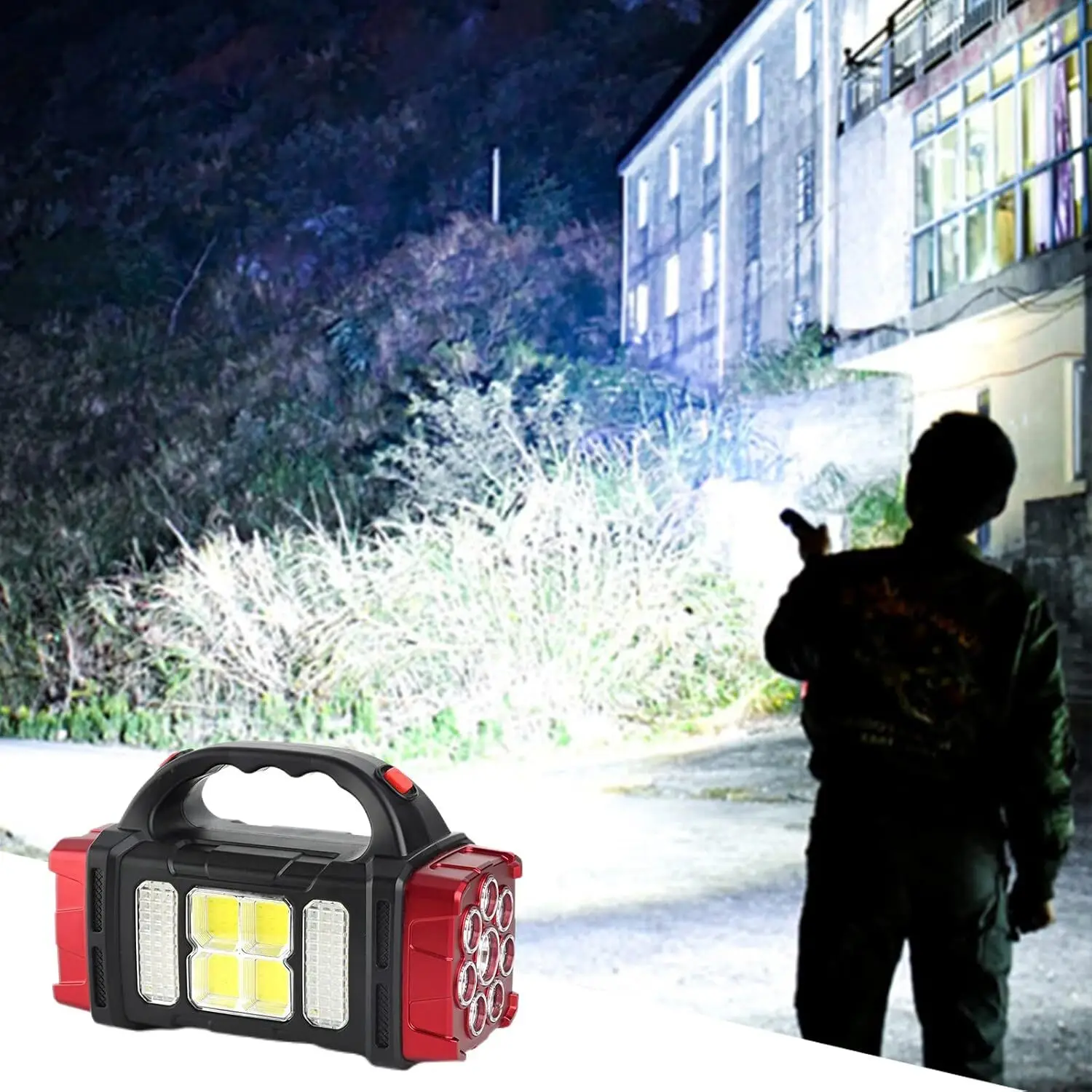 Super Bright LED Tactical Solar Flashlight USB Rechargeable Light COB Torch Lamp
