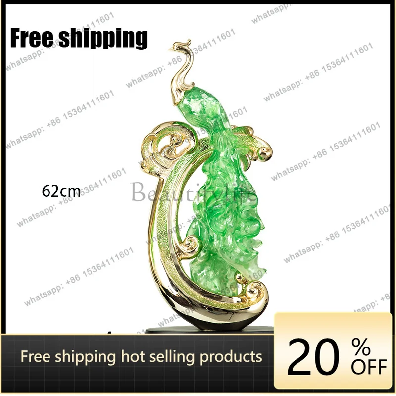 LJY European peacock phoenix ornament living room TV cabinet wine cabinet study entrance home decoration handicrafts