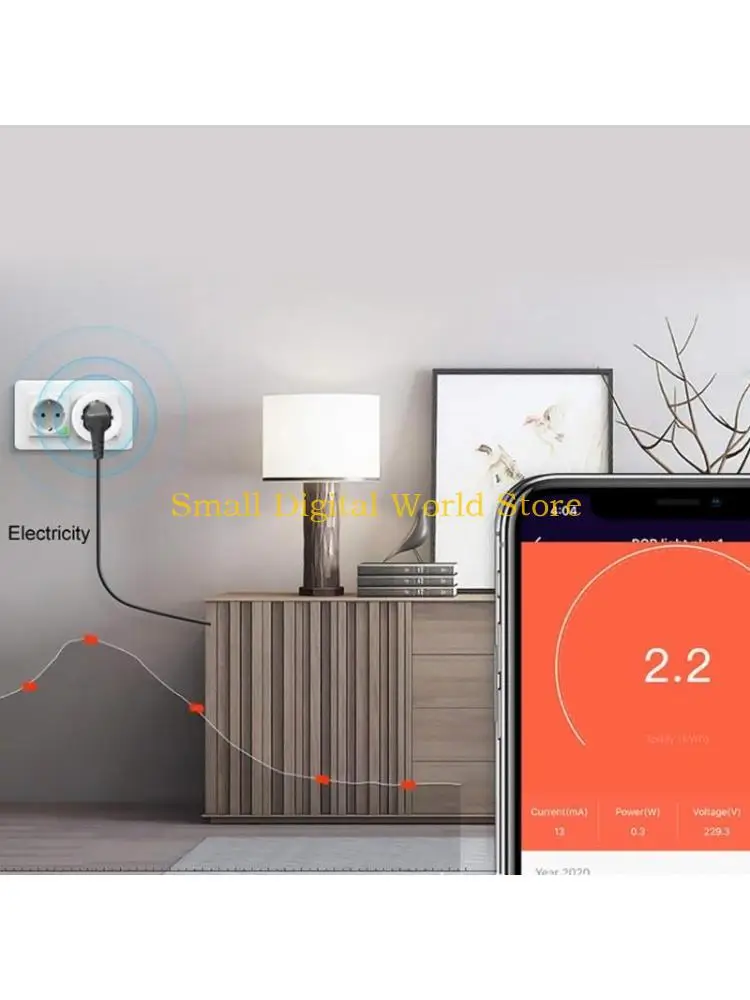 

77UB 16A RGB Intelligent Socket Tuya WiFi EU for Smart Plug 16A Work for w/ Alexa for