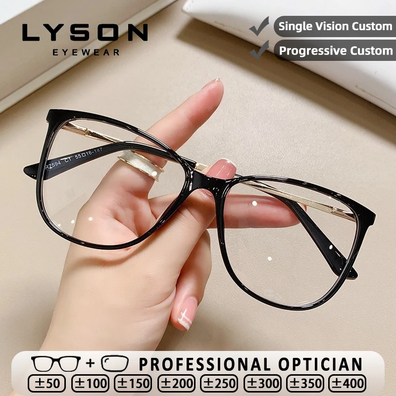 

LYSON Fashion TR90 Reading Glasses Women High Quality Anti Blue Light Optical Eyeglasses Round Anti-Reflective Myopia Classes
