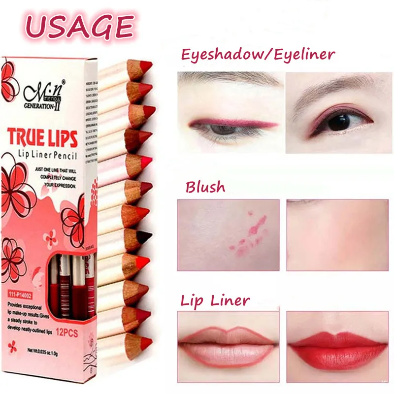 6Pcs/set Lipliner Pencil Matte Lipstick Waterproof Eyeshadow Long Lasting Women Blush Comestic Lip Liner Soft Pencil Makeup Tool